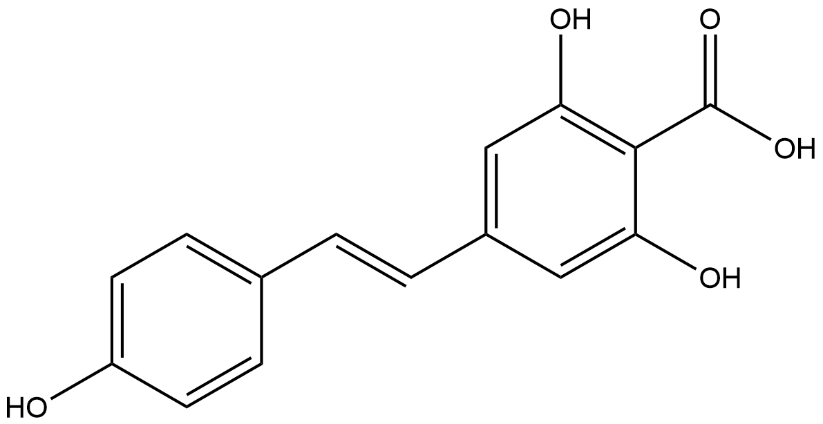 [R1]2,6-Dihydroxy-4-[(E)-2-(4-hydroxyphenyl)ethenyl]benzoic acid.png